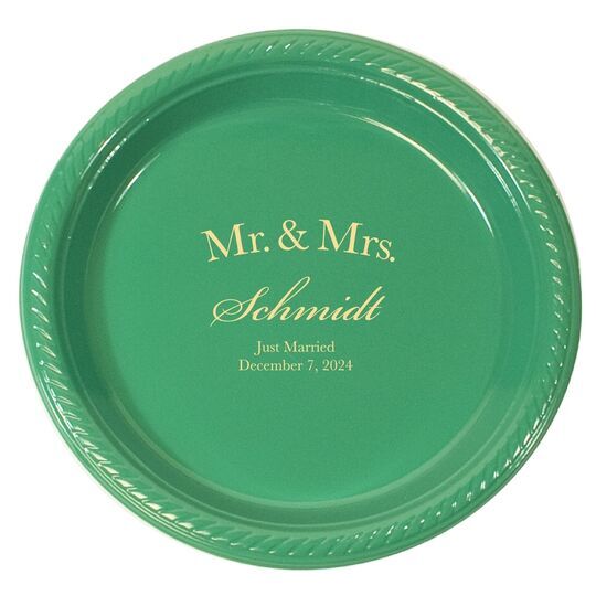 Mr  & Mrs Arched Plastic Plates